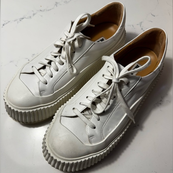 Jil Sander White Leather Platform Sneakers – Size 39– Excellent Condition